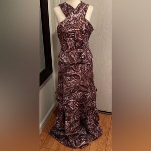 OUTERKNOWN BAILEY PINK PAISLEY SLEEVELESS MAXI DRESS TIERED RUFFLES NWT SIZE 6